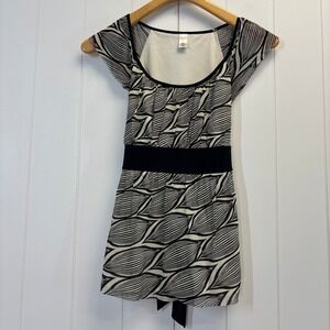 Y2K Womens Boho Office Siren Empire Waist Top Size S Tie Waist Indie Chic Comfy